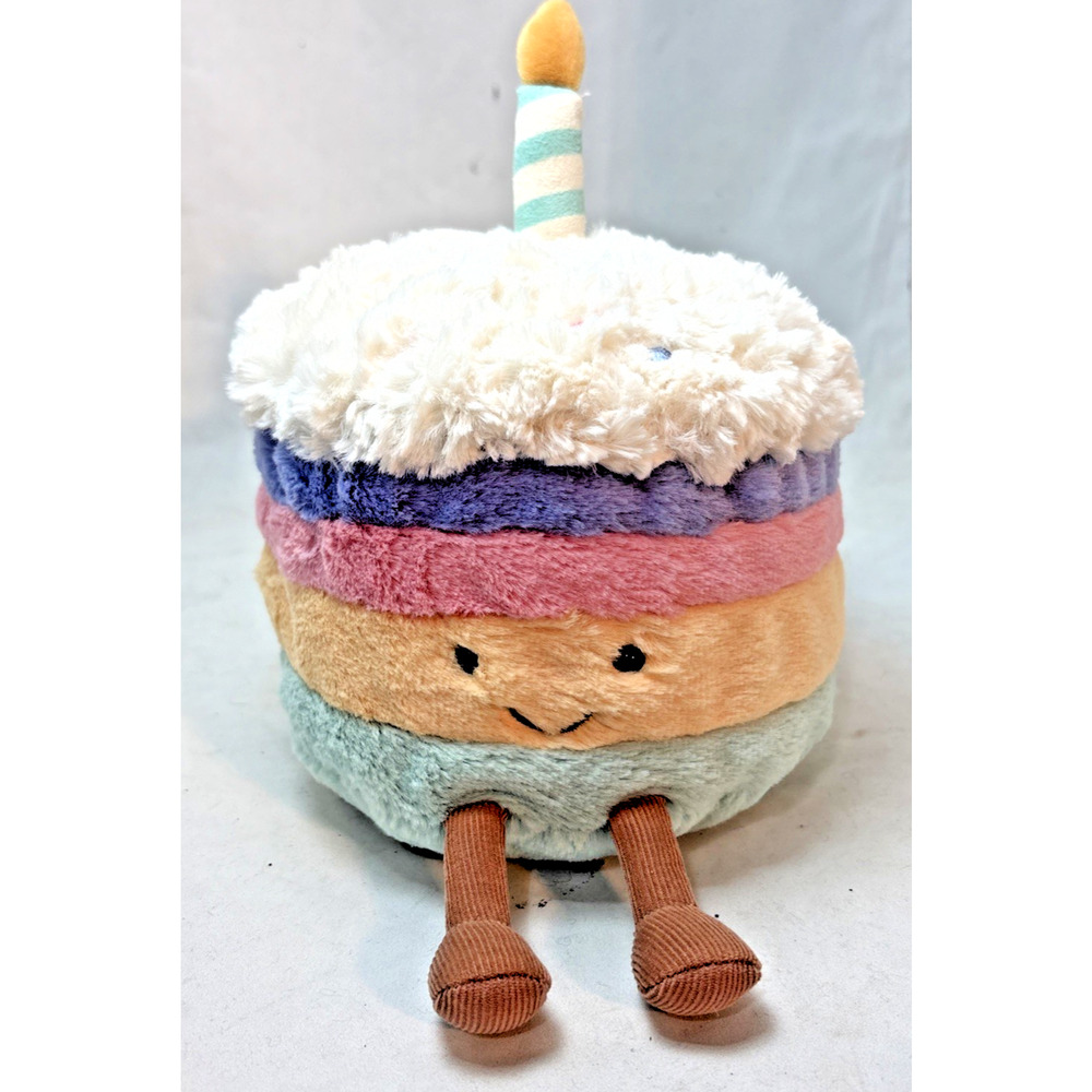 Authentic Jellycat Amuseables Rainbow Birthday Cake Medium NWT